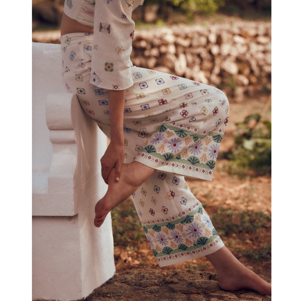 Zara PRINTED LINE BLEND CULOTTES - Picture 2 of 5